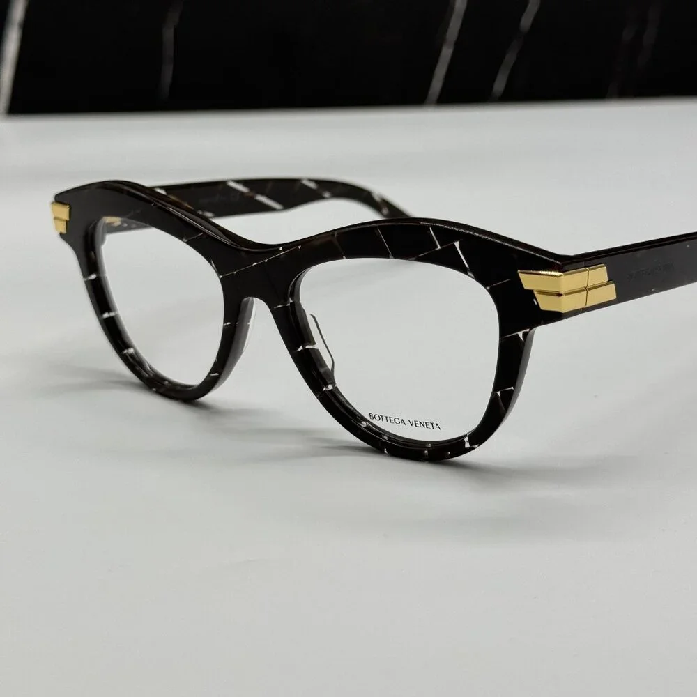 NEW BOTTEGA VENETA BV1105O 003 CAT EYE HAVANA/WHITE WOMEN EYEGLASSES
